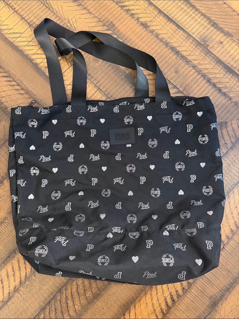 PINK Victoria's Secret Black & White Logo Print Tote